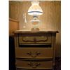 Image 1 : Floral Glass Table Lamp With Cream-Coloured Nightstand