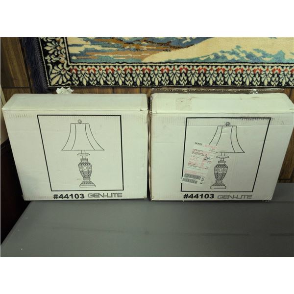 Gen-Lite Pair of Crystal Table Lamps in Original Boxes