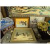 Image 1 : Horse Artwork, Tray, Metal Decor, and Faux Flowers Lot