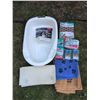 Image 1 : Pet Bath and Care Lot With Dog Tub, Diapers, Towels, and Pads