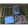 Image 1 : Pet Carrier, Gate, Blanket, Leashes, Collars, and Mats Lot