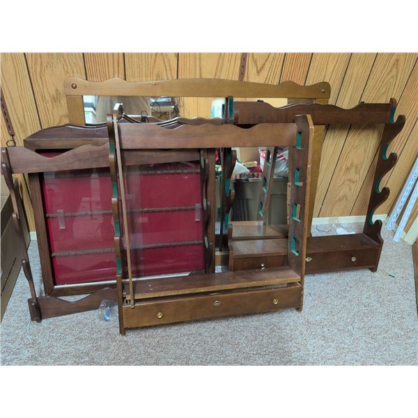 Three Wooden Wall Display Shelves and Shadow Boxes