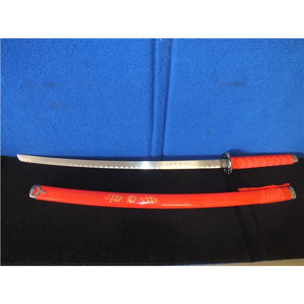 Red Handle Samurai Sword w/ Case