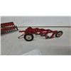 Image 12 : Tru-Scale Pressed Steel Sickle Mower, Grain Drill, and 4-Bottom Plow, circa