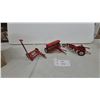 Image 1 : Tru-Scale Pressed Steel Sickle Mower, Grain Drill, and 4-Bottom Plow, circa