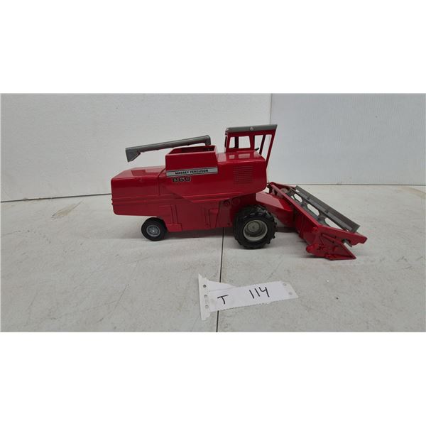 Massey Ferguson 860 Combine Harvester Toy with Grain Auger and Front Header Die-Cast and plastic
