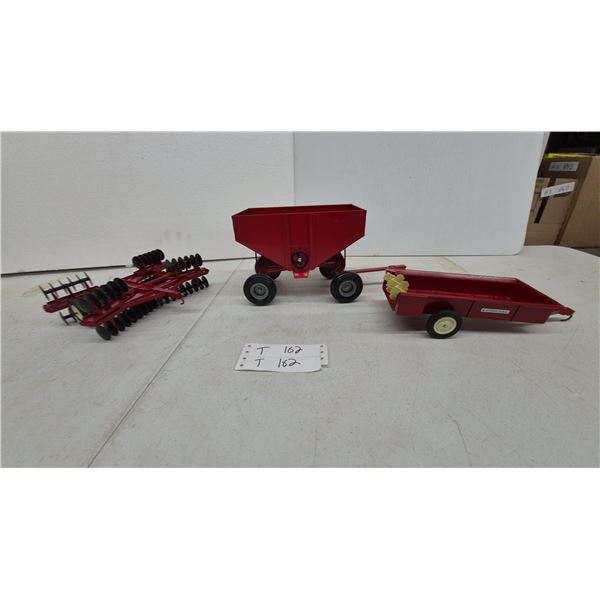 Ertl International Harvester Farm Toys: Gravity Wagon, Manure Spreader, and Disc Harrow