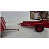 Image 5 : Ertl International Low Bed Trailer, McCormick Barge Wagon, and McCormick manure Spreader. Metal or