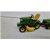 Image 2 : John Deere X485 and X324 Toy Lawn Tractors with Utility Trailer and roto tiller Implement