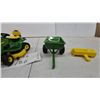 Image 6 : John Deere X485 and X324 Toy Lawn Tractors with Utility Trailer and roto tiller Implement