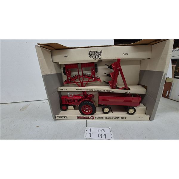 Ertl Farmall H Four Piece Farm Set, 1/16 Scale Die-Cast, Tractor, Disc, Plow and Wagon