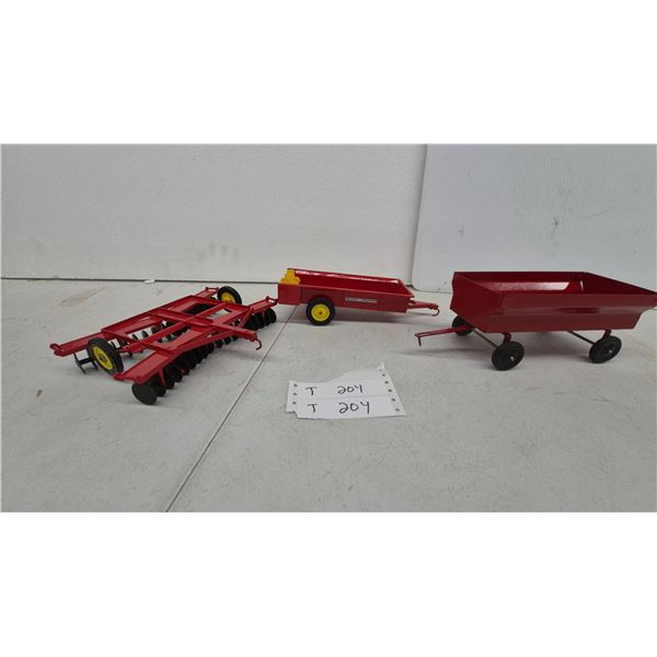 Massey-Ferguson Toy Manure Spreader, Disc Harrow, and Gravity Wagon metal or Die-Cast