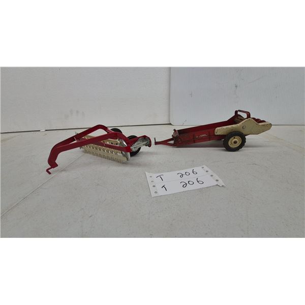 Vintage McCormick Farmall Toy Manure Spreader and Hay Rake Set