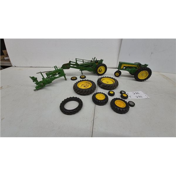 Ertl John Deere tractors, and Spare Wheels and Tires. Parts or project lot
