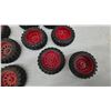Image 4 : 35 Assorted Toy Tractor Wheels with Black Rubber Tires and Red Plastic Hubs