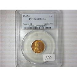 1947-S Lincoln Cent PCGS MS65 RD
