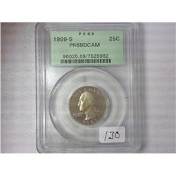 1989-S Washington Quarter PCGS PR69DCAM