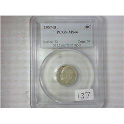 1957-D Roosevelt Dime PCGS MS66