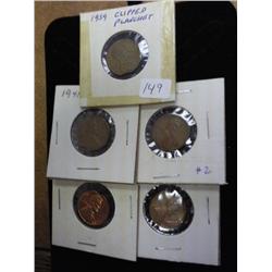 5 Clipped Planchet Lincoln Cents