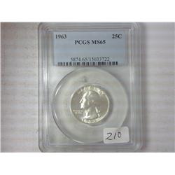 1963 Washington Quarter PCGS MS65