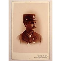 ANTIQUE CABINET PHOTO FIREMAN IN UNIFORM - BURLING