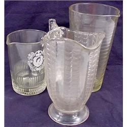 LOT OF 3 VINTAGE GLASS PITCHERS - Incl. Measuring 