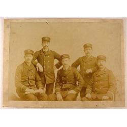 ANTIQUE FIREMEN IN UNIFORM MOUNTED PHOTO - Approx.