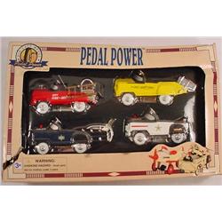 SET OF 4 DIE CAST PEDAL POWER CARS IN ORIG. BOX