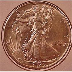 1943-P WALKING LIBERTY HALF DOLLAR - BU MS60