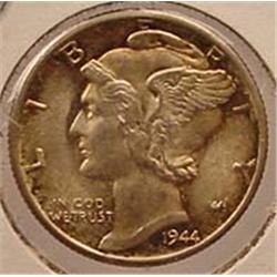 1944-S MERCURY DIME - CH BU
