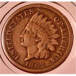 1862 INDIAN CENT - F+
