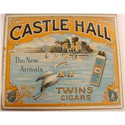 ANTIQUE CASTLE HALL TWINS CIGARS ADVERTISING SIGN 