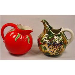 LOT OF 2 VINTAGE ART POTTERY PITCHERS