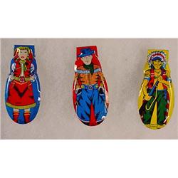 LOT OF 3 VINTAGE JAPANESE TIN LITHO CLICKERS - Wes