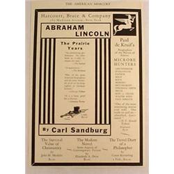 C. 1926 ABRAHAM LINCOLN BOOK AD FLYER - BY CARL SA
