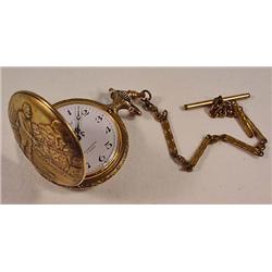 VINTAGE NEUCHATEL 17 RUBIS POCKET WATCH W/ CHAIN -