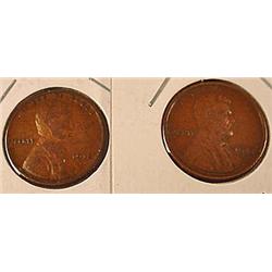 LOT OF 2 LINCOLN CENTS - 1919-S XF+ and 1915-D F