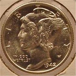 1942-S MERCURY DIME - CH BU