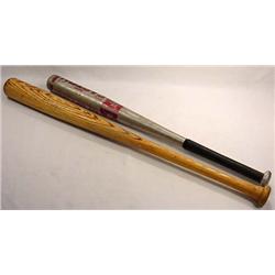 LOT OF 2 BASEBALL BATS - WOOD AND METAL