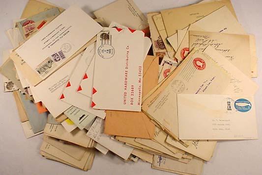 LARGE LOT OF VINTAGE STAMPED ENVELOPES - Postmarke
