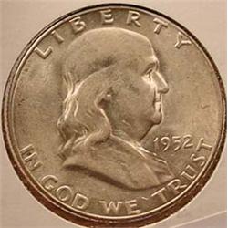 1952-S FRANKLIN HALF DOLLAR - AU
