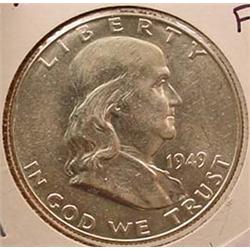 1949-P FRANKLIN HALF DOLLAR - FBL - CH. AU 58