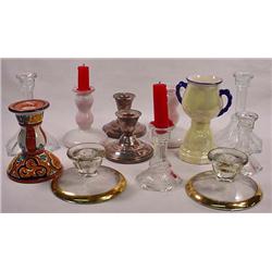 LARGE LOT OF CANDLE HOLDERS - Incl. Silver plate, 