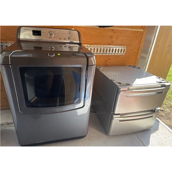 Maytag Bravos XL Electric Dryer with Two Storage Pedestals