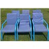 Image 1 : Six Blue Metal Patio Chairs with Cushions