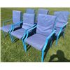 Image 2 : Six Blue Metal Patio Chairs with Cushions