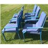 Image 3 : Six Blue Metal Patio Chairs with Cushions