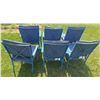 Image 4 : Six Blue Metal Patio Chairs with Cushions
