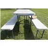 Image 3 : Lifetime Folding Picnic Table with Two Benches