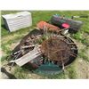 Image 1 : Outdoor Cast Iron Fire Pit Bowl with Grill, Storage Box, Log, Tools and Accessories